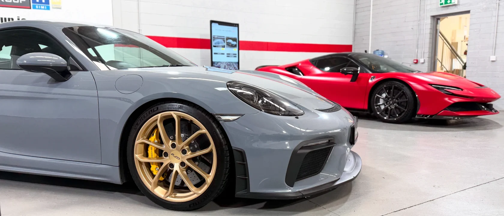 Grey Porche in dealership